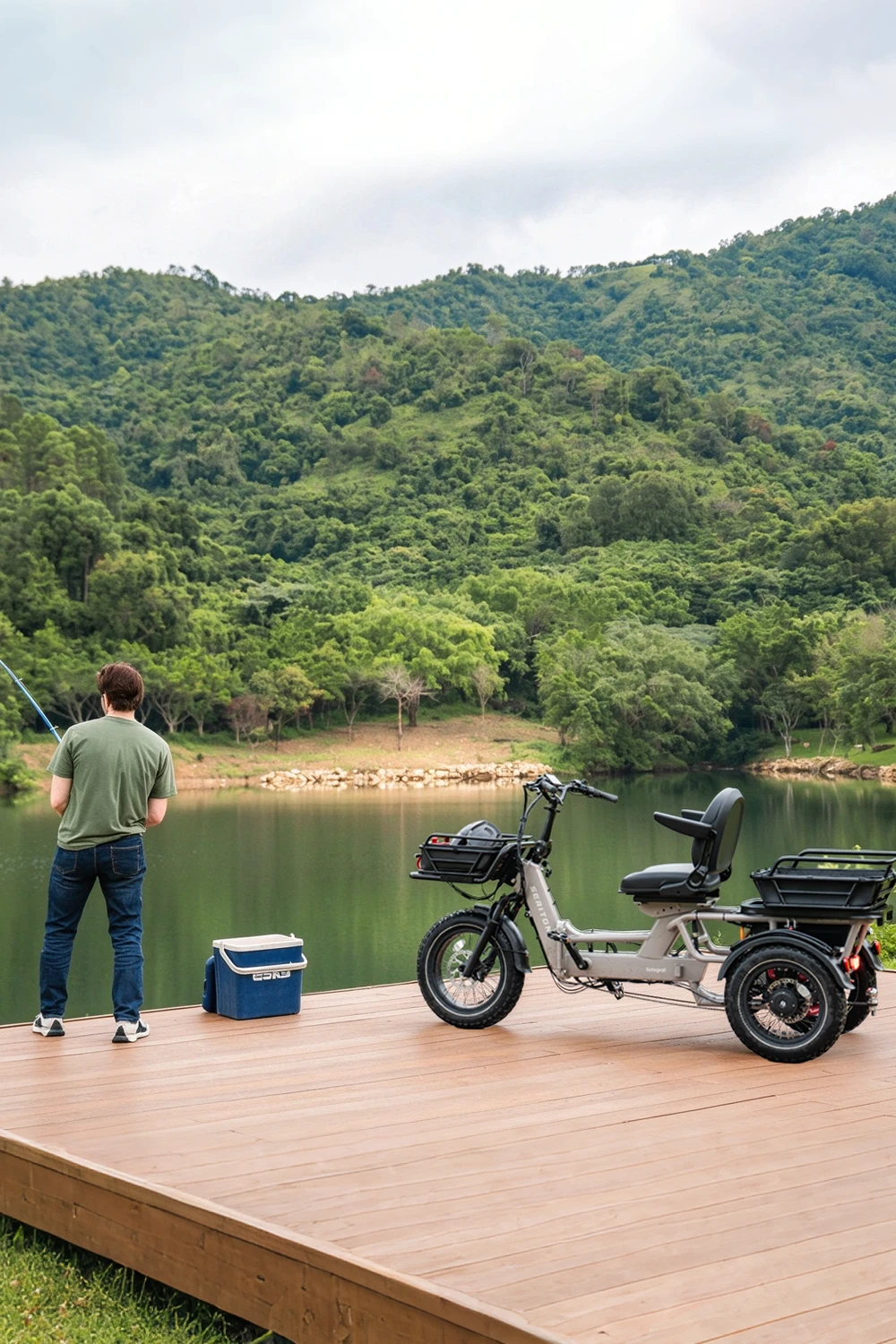 SERITON parked beside a lakeside fishing spot
